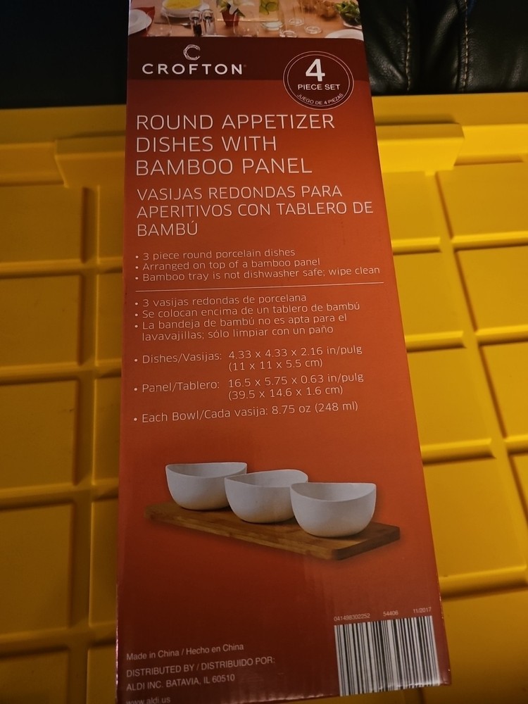 Crofton Round Appetizer Dishes With Bamboo Panel 4 Piece Set