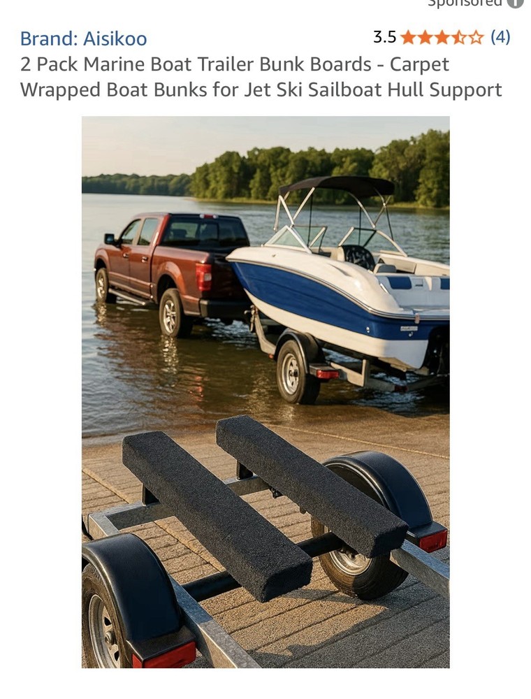 2 Pack Carpeted Boat Trailer Bunk