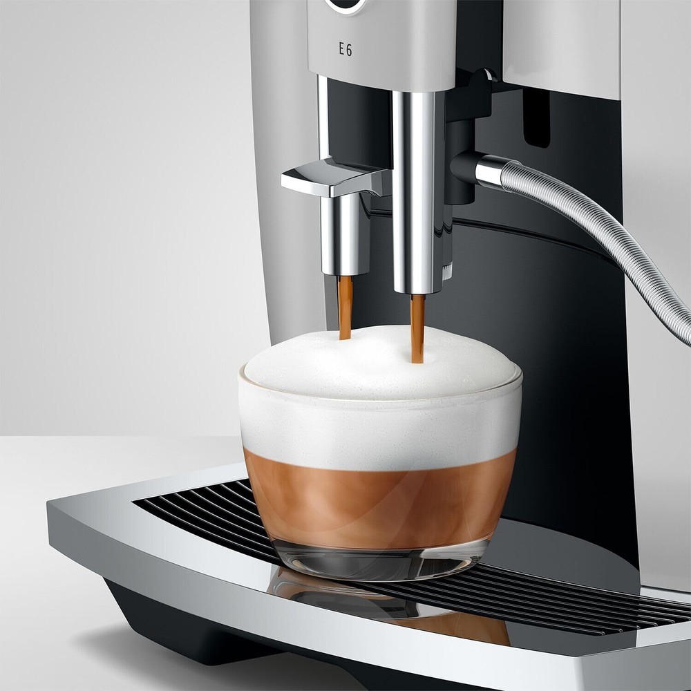 Jura E6 Platinum Espresso Machine with Programmable Coffee Strength, Silver