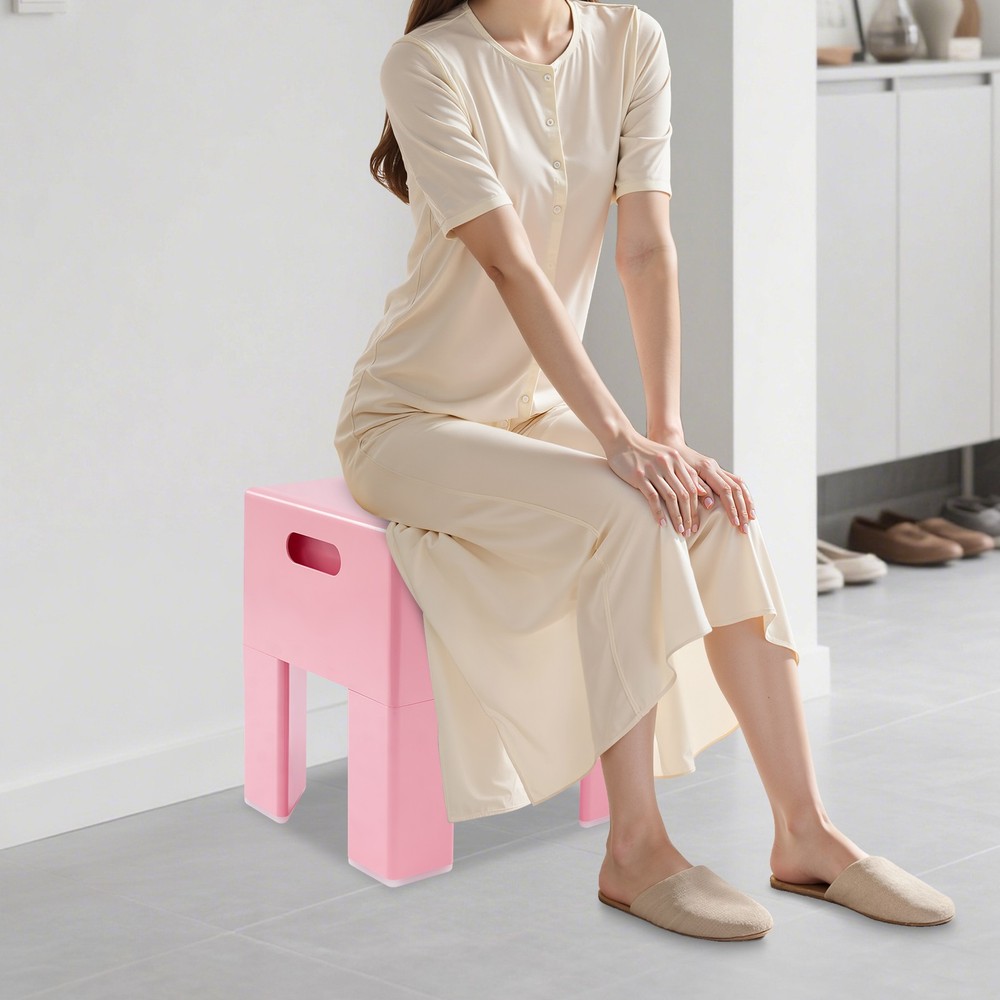 38*32*40cm ABS Side Table，Storage Stool，Multifunctional End Table，Pink Low Stool