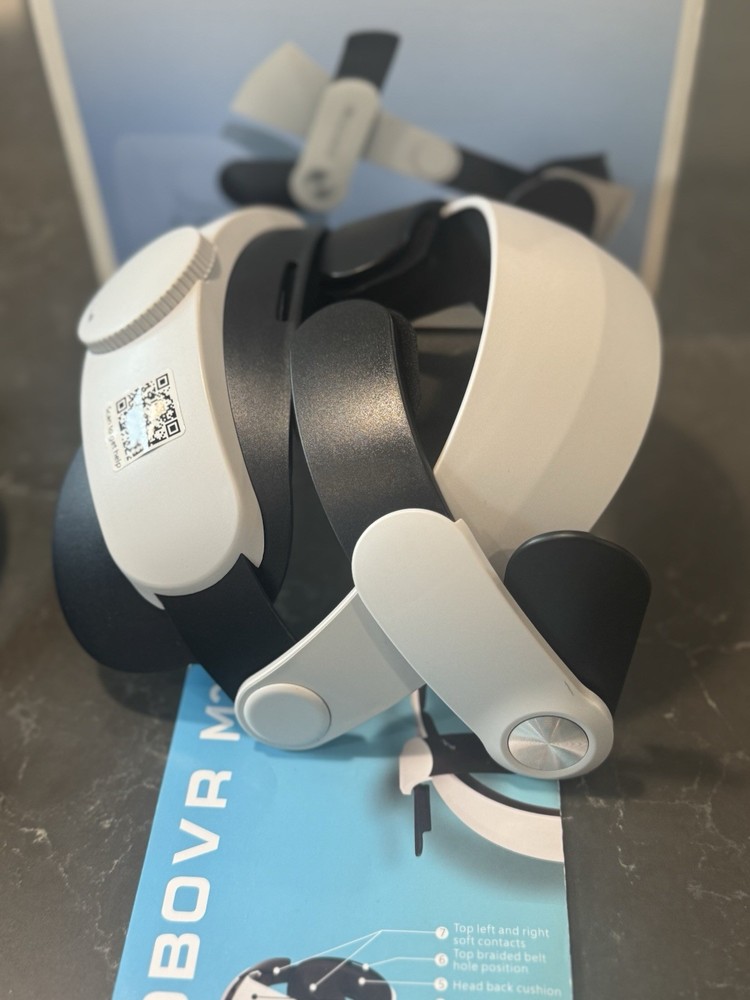 BOBOVR M2 Head Strap for Quest 2 Headset, White/Black, Model M2