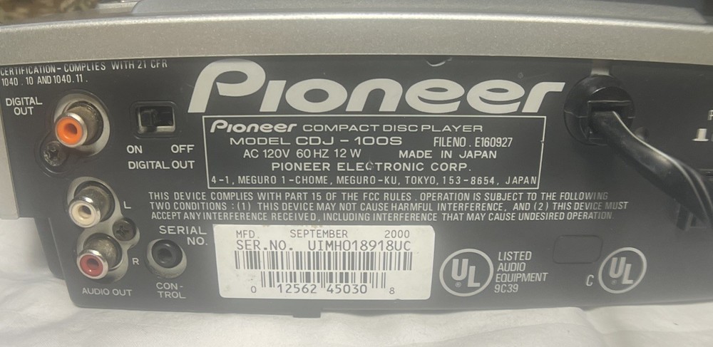 Pioneer DJ CDJ-100 Silver Turntable Deck.