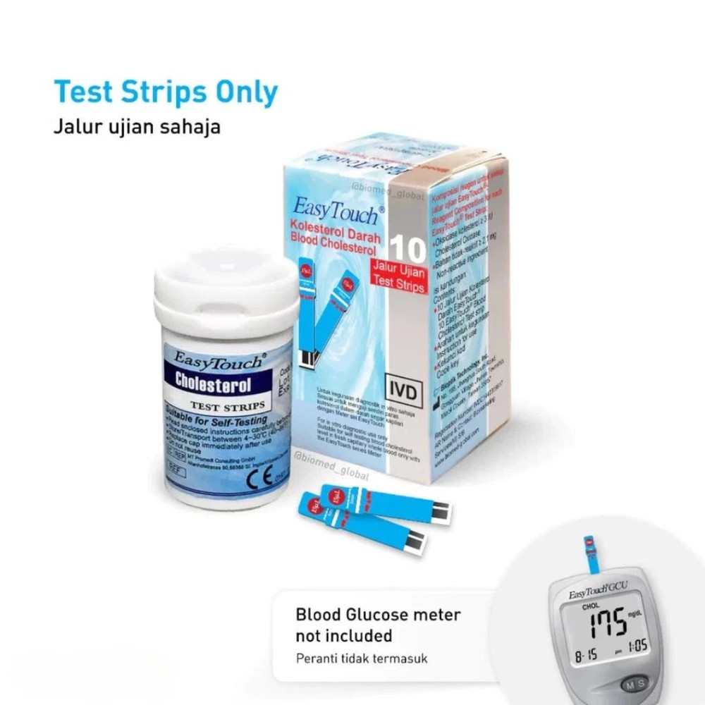 Original New 10 Test Strips Easy Touch For Cholesterol Level Check