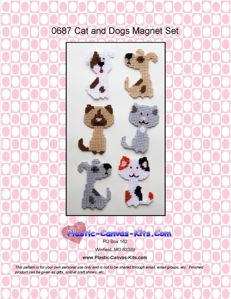 Cats and Dogs Magnet Set-Plastic Canvas Pattern or Kit