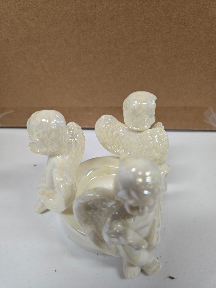 Iridescent Ceramic Angels Tealight Candle Holder