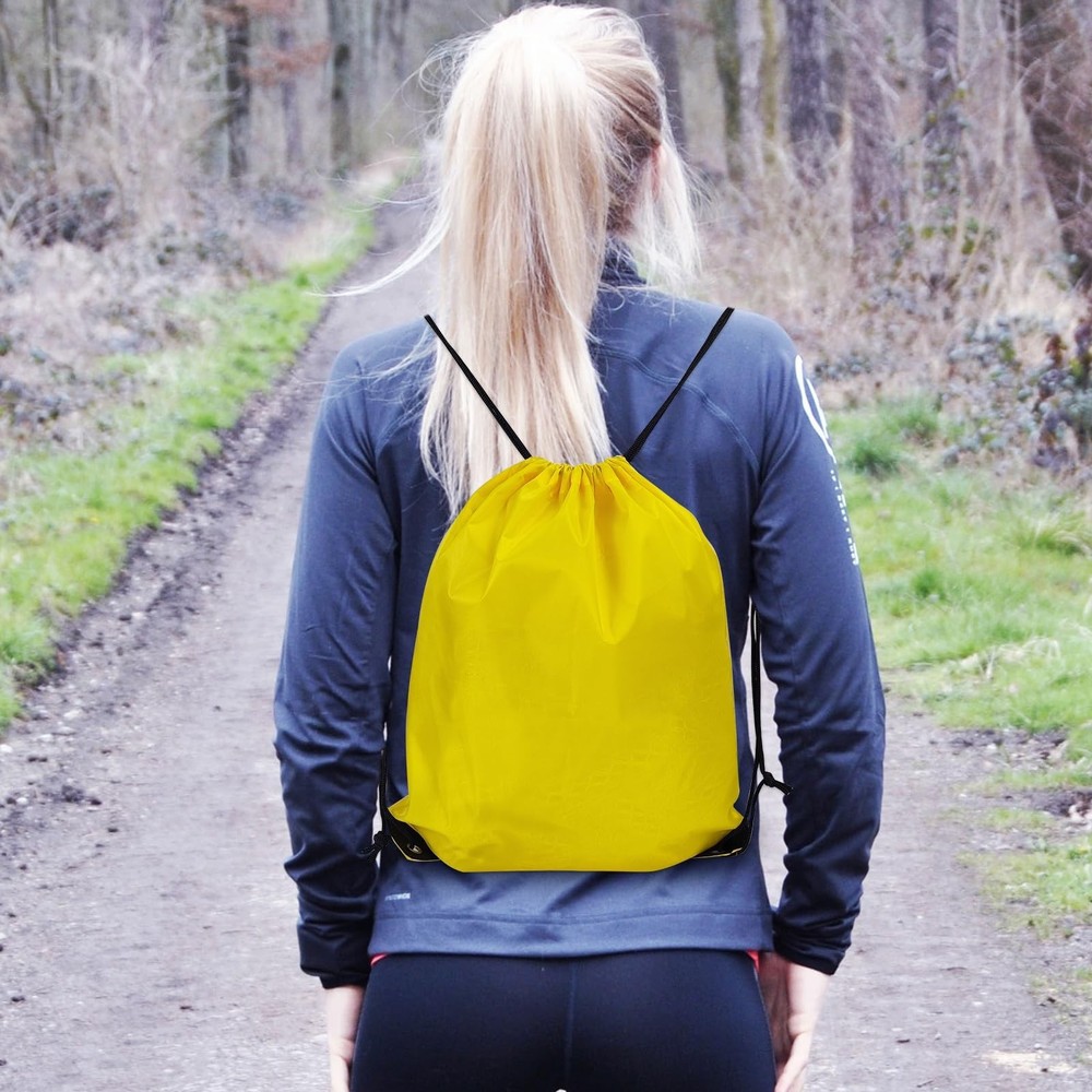 4-Piece Vibrant Color Drawstring Backpack Set - Durable Polyester with PU Lea...