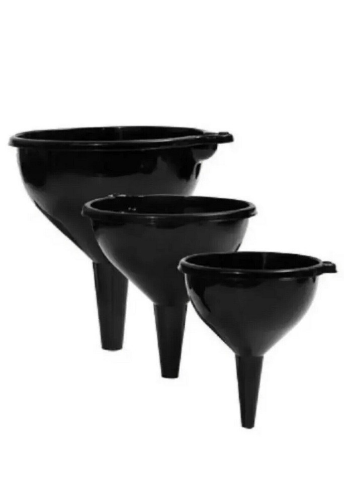3 Piece Nested Funnel Set Kitchen Automotive Multi-function Plastic Black/White