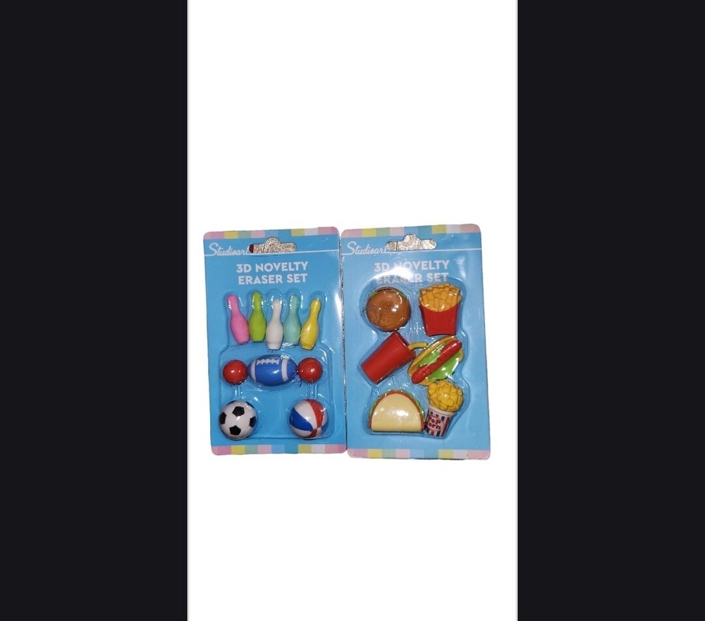 2PK 3D NOVELTY ERASER SETS