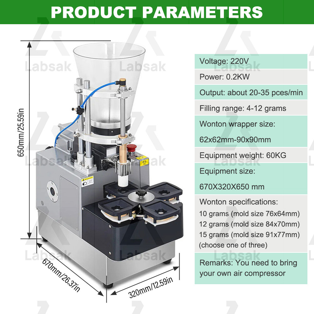 Semi Automatic Small Wonton Wrapper Making Machine Wonton Wrapping Making