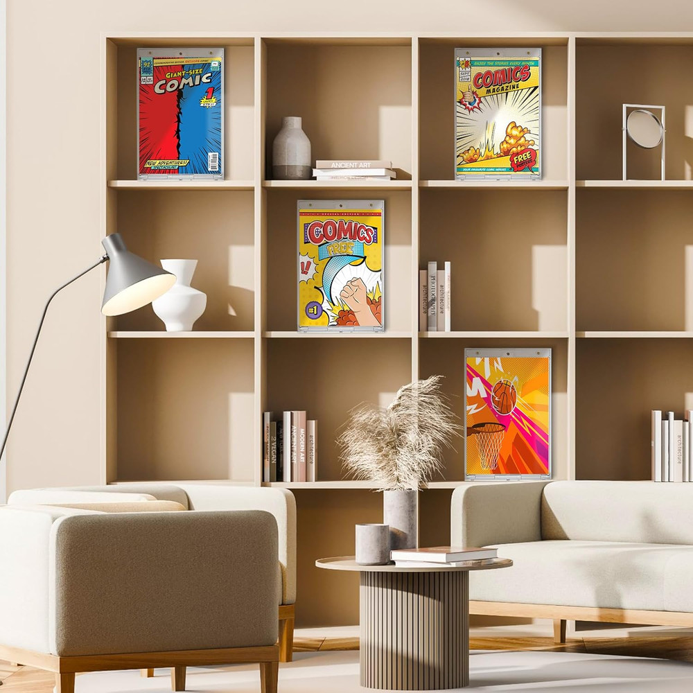 8 Pack Magnetic Comic Book Display Cases with UV Protection - Wall Mountable