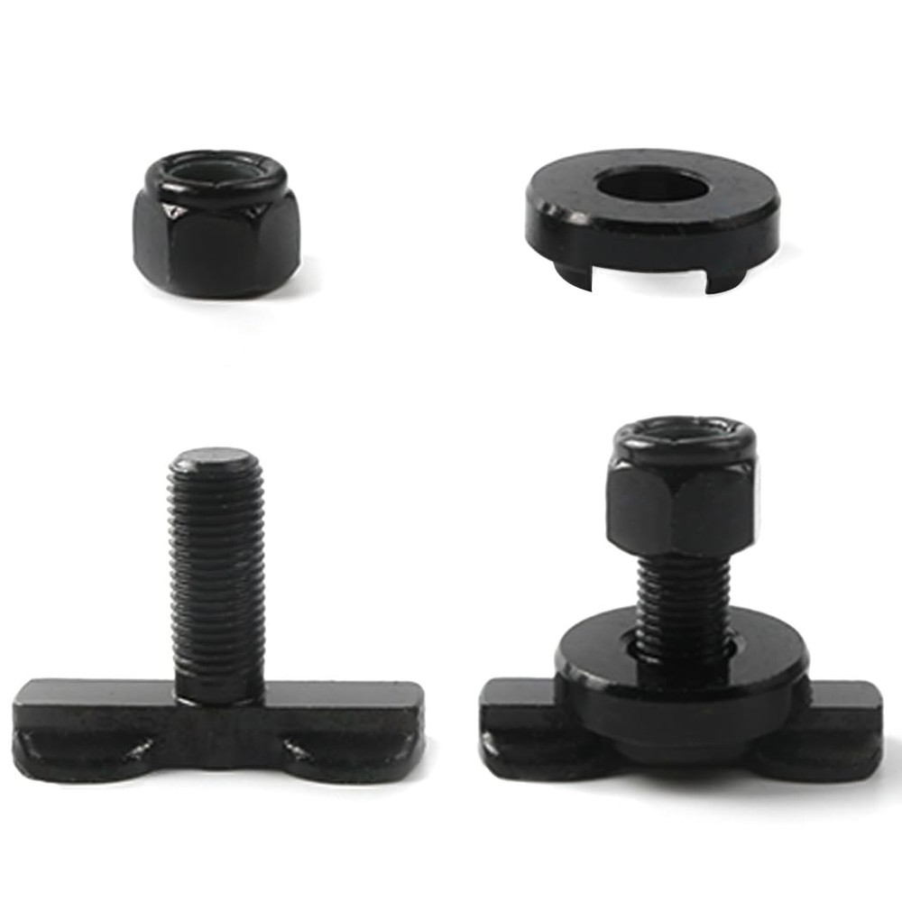 8-Pack L-Track Double Lug Threaded Stud Fitting Heavy-Duty One Size, Black