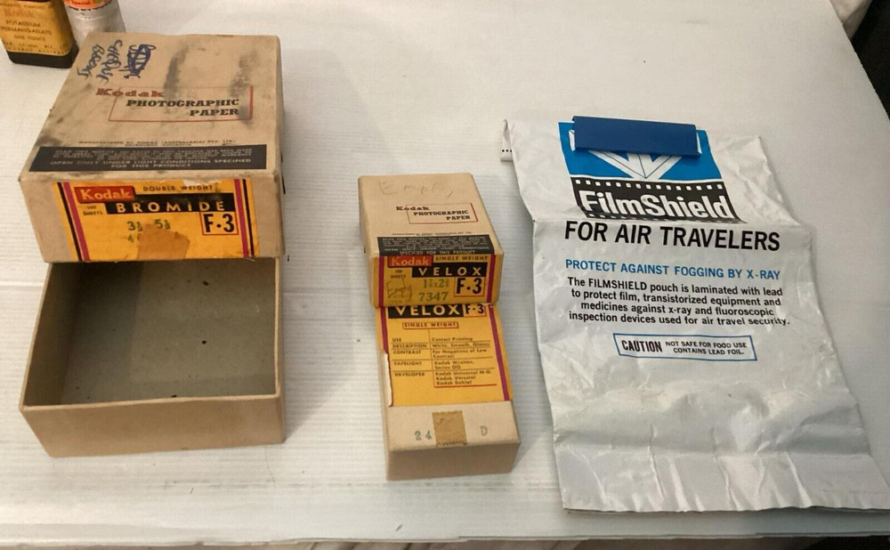 Vintage Kodak Camera Empty boxes and Bottles and Bits