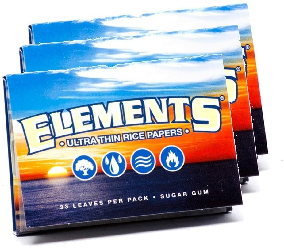 3 Pack Elements Ultra Thin Rice 1.5 Cigarette Rolling Papers 99 Leaves 8311