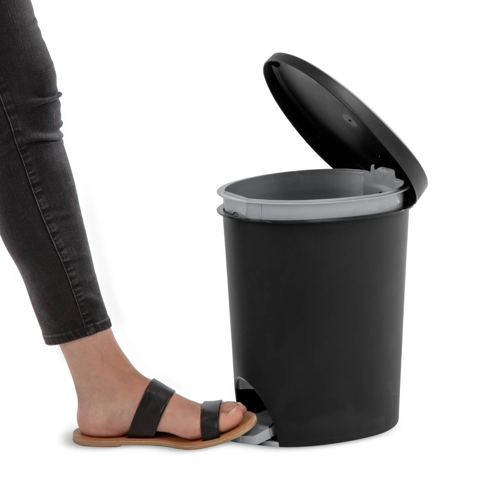 (2 pack) Trash Can, 2.6 Gallon Plastic Garbage Bucket Bin with Step Lid