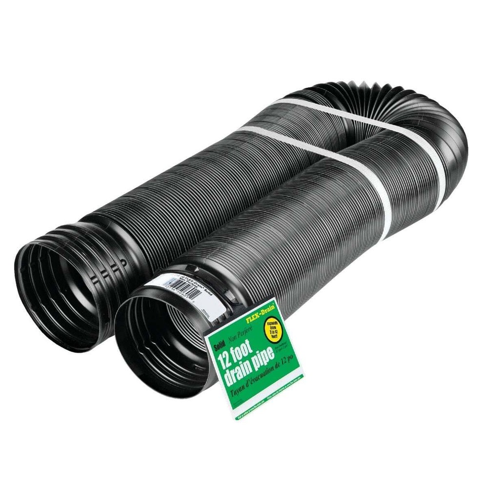 Flex-Drain 51710 Flexible/Expandable Solid Drainage Pipe, 3.37in (Inside