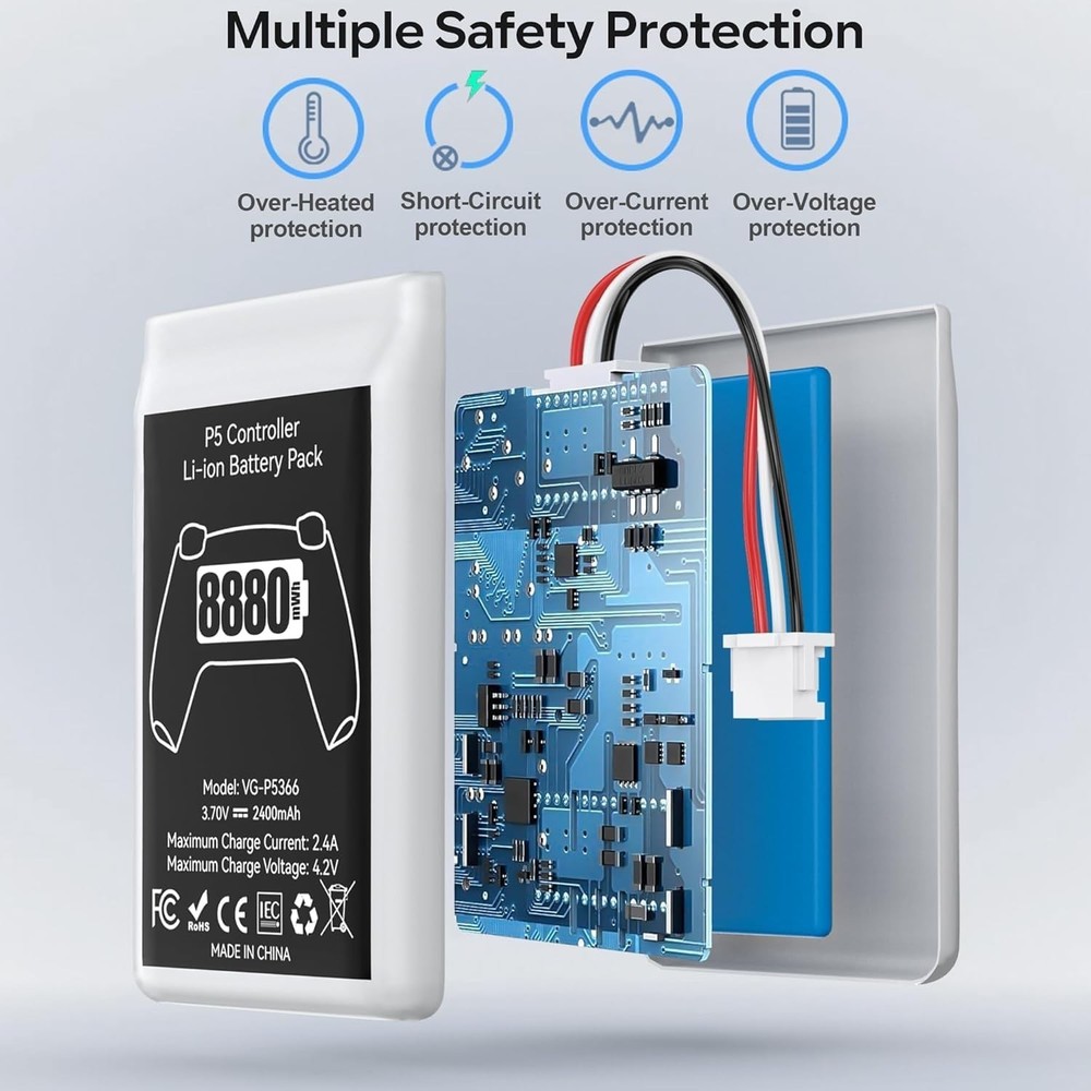 4 Packs Controller Battery for PS5, 8880mWh High Capacity Controller Battery ...