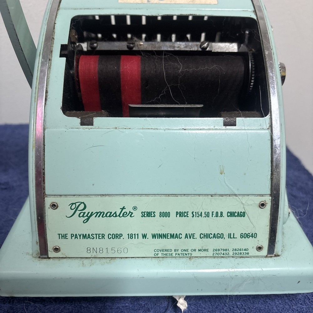 Vintage Paymaster Ribbon Writer Series 8000 Check Printer Untested