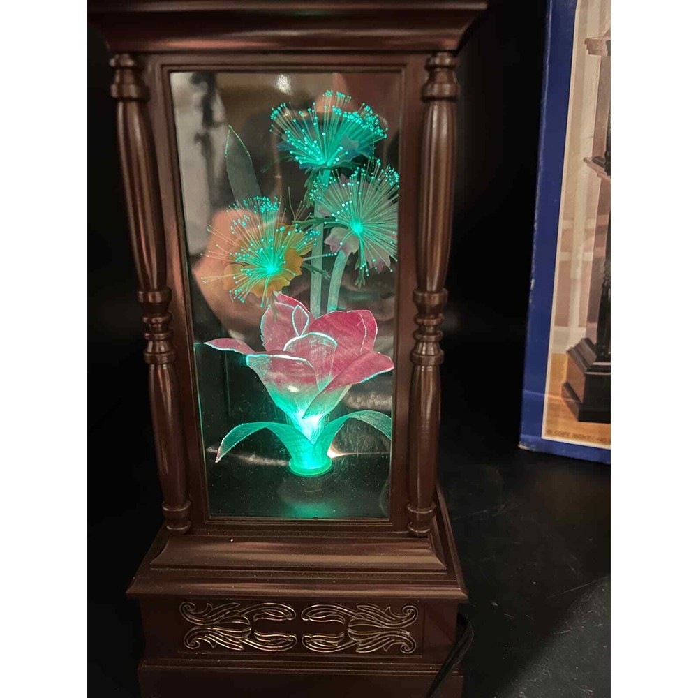 Vintage Optical Fiber Light with Clock Tabletop Grandfather Clock