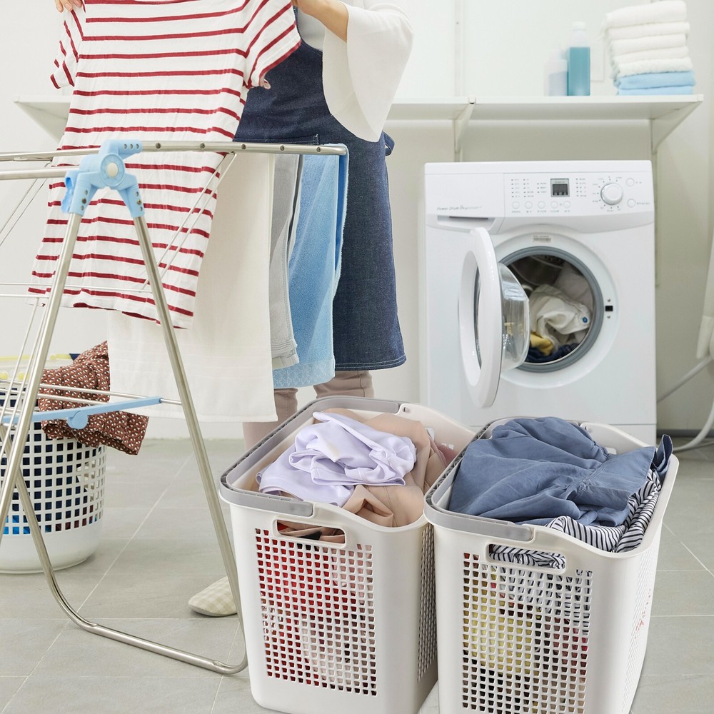 4-Pack Flexible Laundry Hamper Plastic Laundry Basket with Carry Handles White