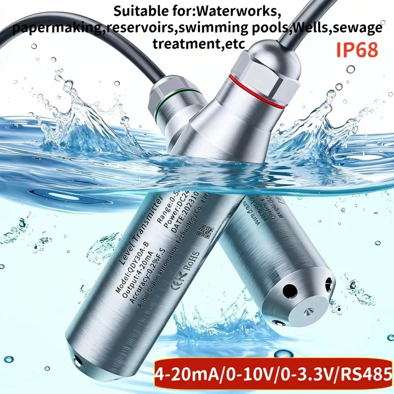 Water Level Transmitter 4-20mA 0-10V Hydrostatic Liquid Level Sensor Transmitter