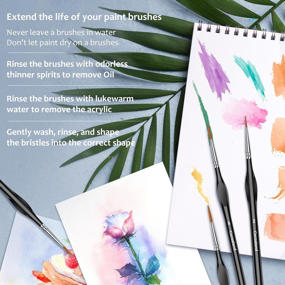 10Pcs Micro Paint Brushes Set with Triangular Handles - For 10, Black