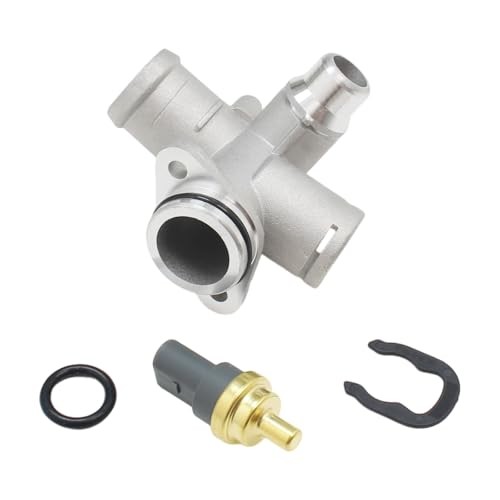 Engine Coolant Hose Flange Aluminum with Temperature Sensor Fit for Audi A4