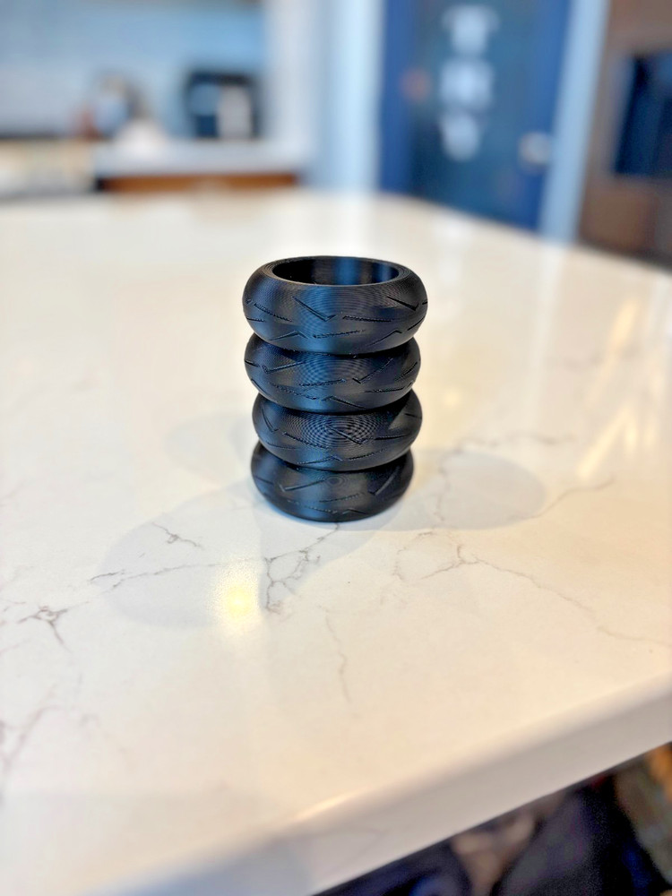 Motorcycle Tire Stack Pencil Holder, Black.