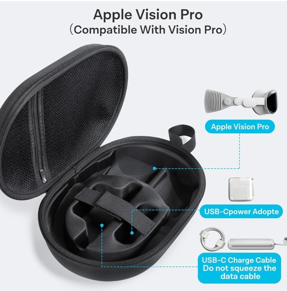 CoBak Hard Carrying Case for Vision Pro, for Apple VR Headset, Black