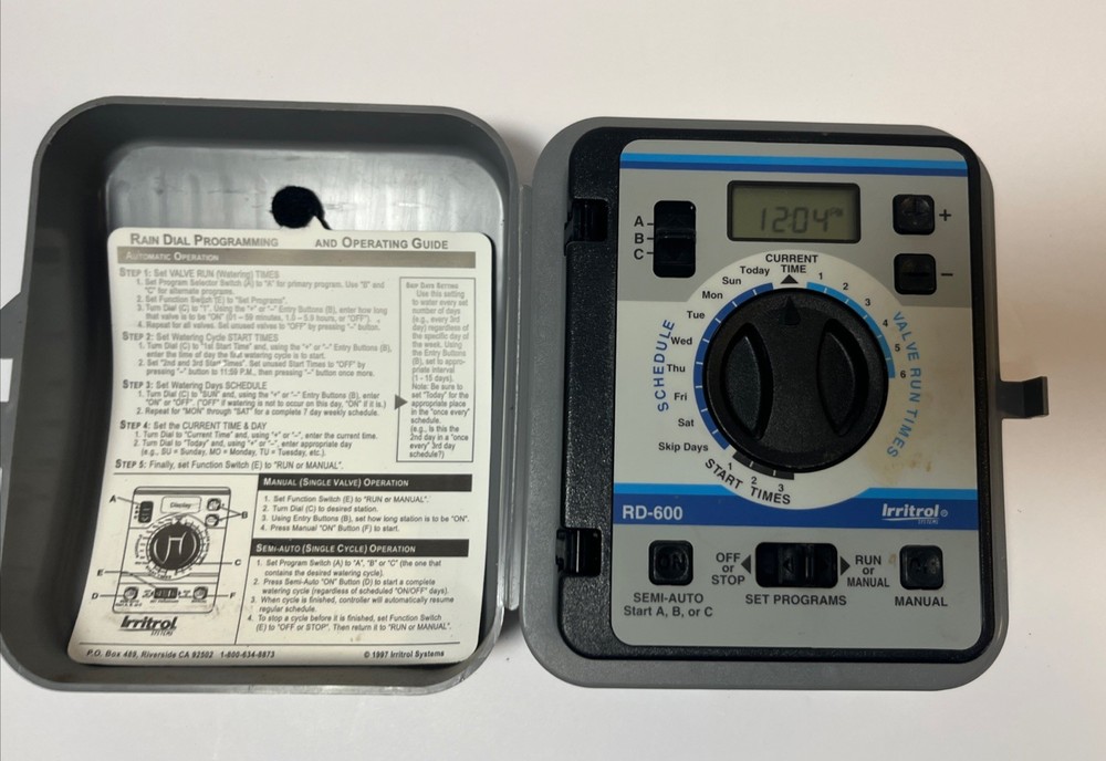 Irritrol Rain Dial Rd-600 Untested Has Power