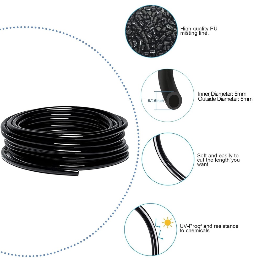 49.21Ft Drip Irrigation Kit Automatic Drip Irrigation System, 360° Bendable