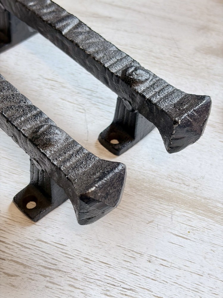 2 Large Solid Cast Iron Foundry Rustic Barn Handle Gate Pull Shed Door Handle 9”