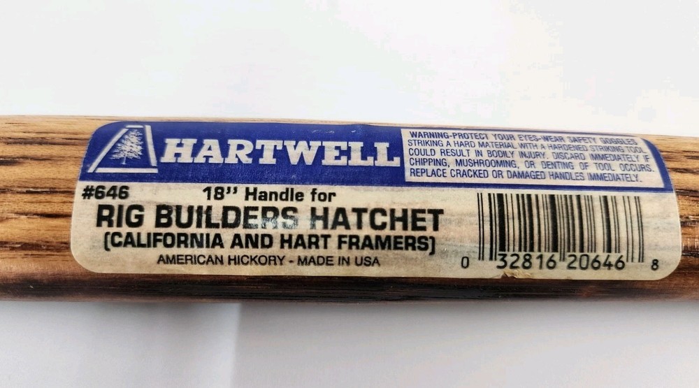 Vintage NOS Hartwell Builders Hatchet / Framing Axe Replacement Handle