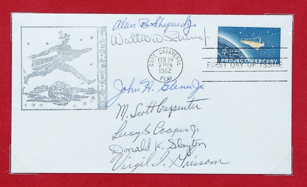 🚀 Mercury 7 Astronauts Signed Postmarked Envelope All 7 Autographs! 🚀