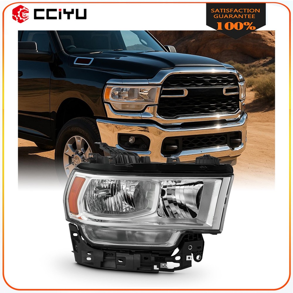 For 2019-2024 Ram 2500 3500 5.7L 6.4L 6.7L Chrome Amber Right Headlight Assembly