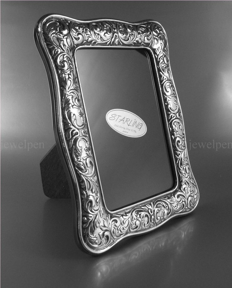 High-Quality Victorian Photo Frame Solid 925 Sterling Silver Mahogany(V1)