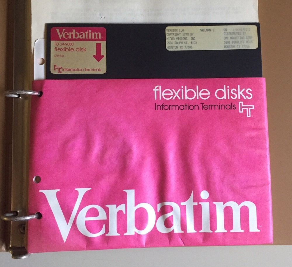 Vintage 1978 MAILMAN Microvisions Manual Binder w/Disk VHTF