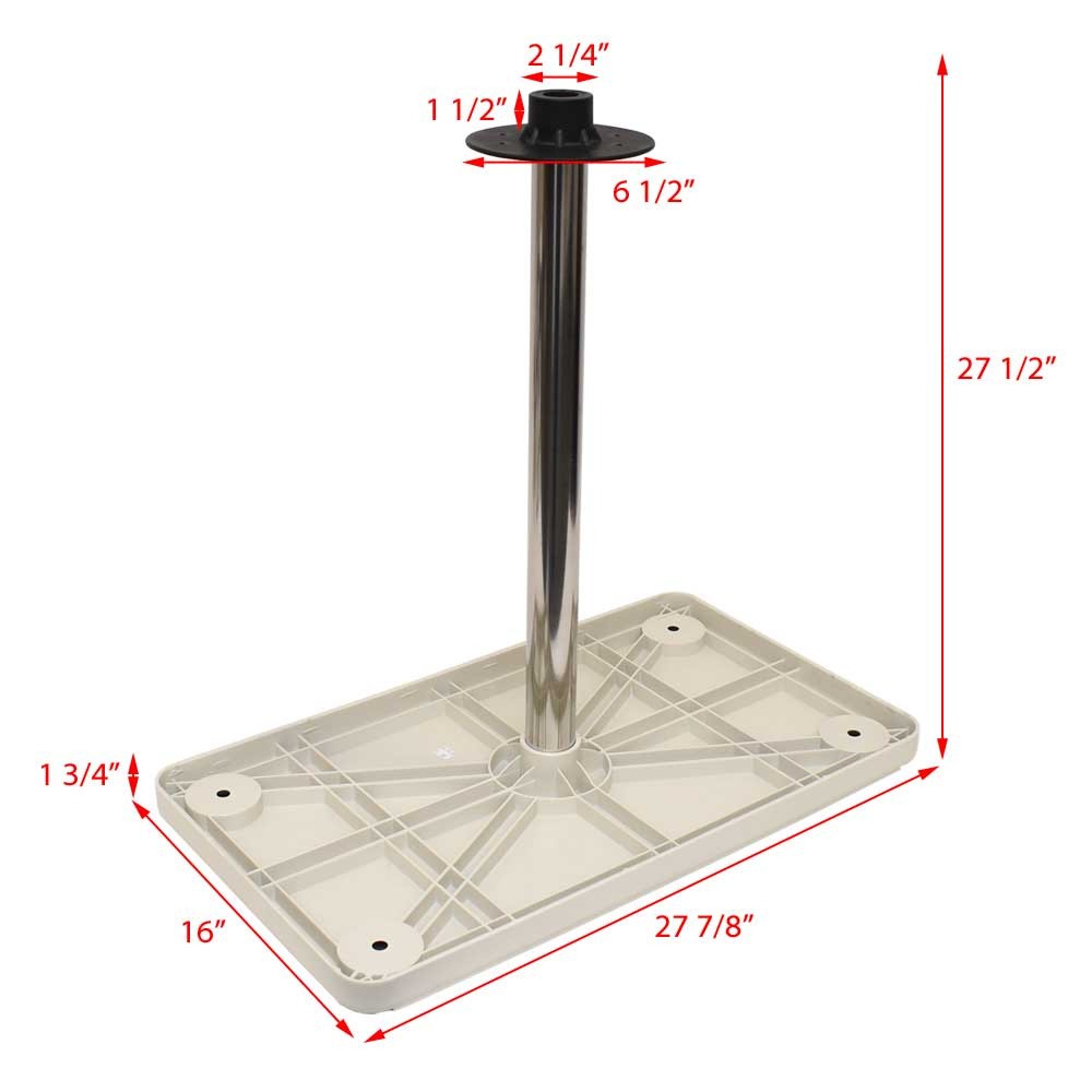 Detmar Boat Flush Mount Table Kit 12-1107C | Rectangular Off White