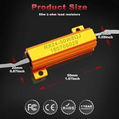 2X 50W 6ohm LOAD RESISTOR FIX LED LIGHT BULB ERROR FAST HYPER FLASH TURN SIGNAL