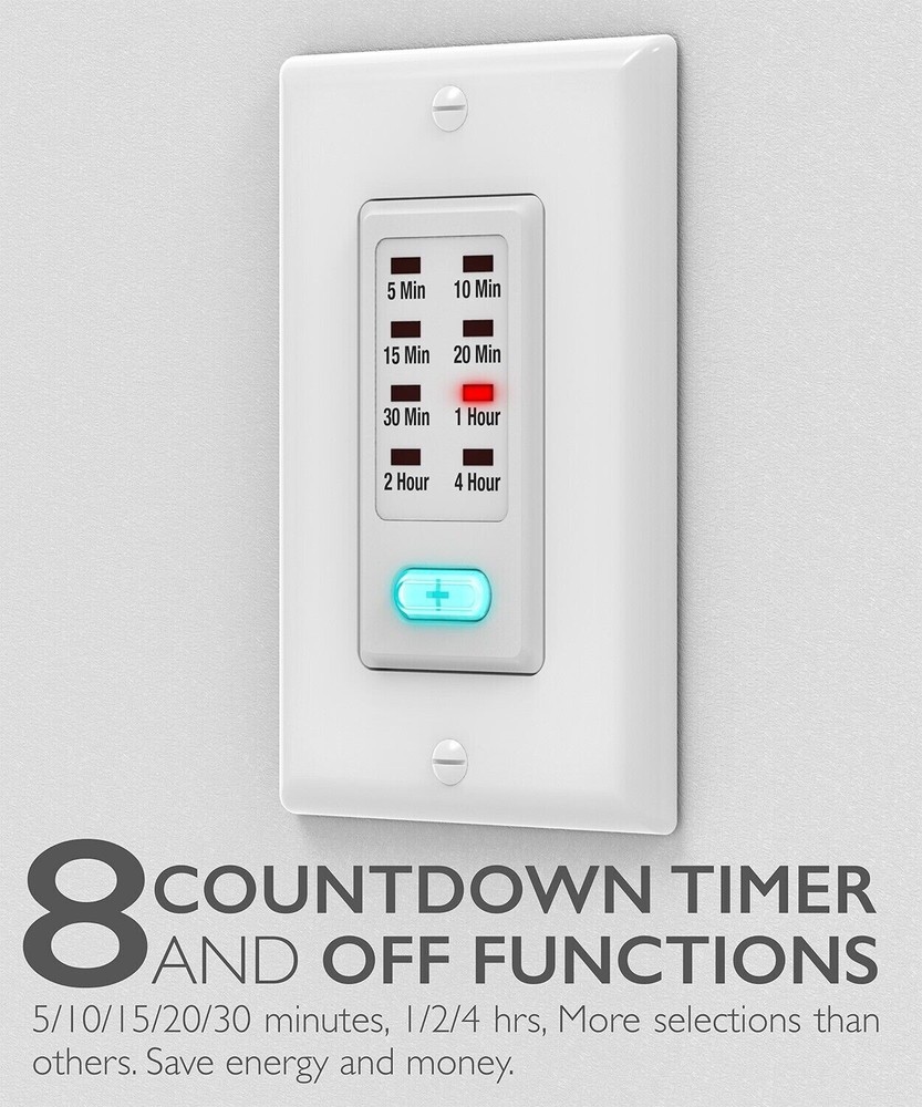 Fosmon In Wall Switch Gang Countdown Programmable Timer Auto Bathroom Fan Light