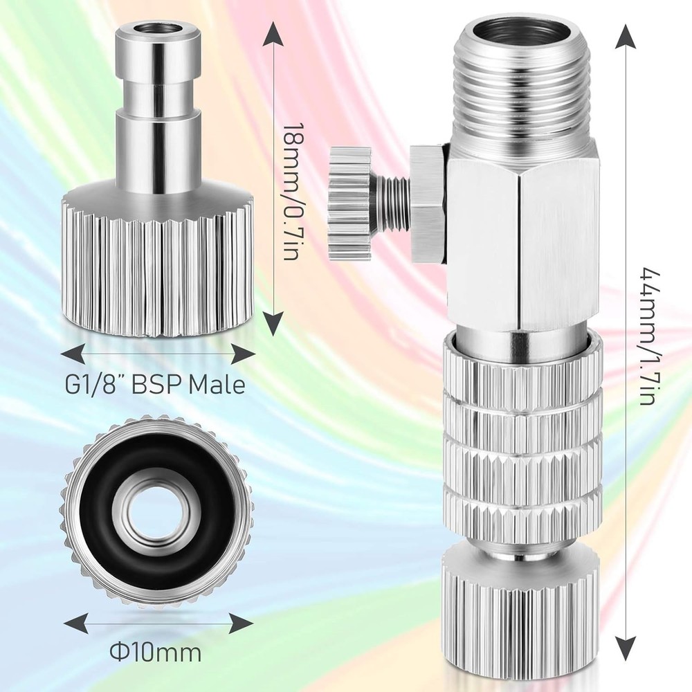5 Pcs Airbrush Quick Disconnect Coupler Release Fitting Adapter Kit 1/8 Inch