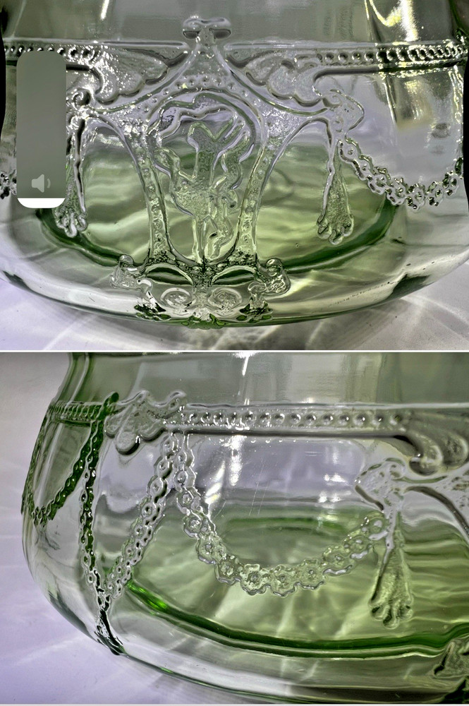 Anchor Hocking Candy Dish Cameo Pattern BASE ONLY NO LID 1930s Vaseline