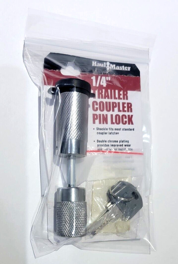 Haul Master 1/4" Trailer Coupler Pin Lock. With Two Keys. Open box.new