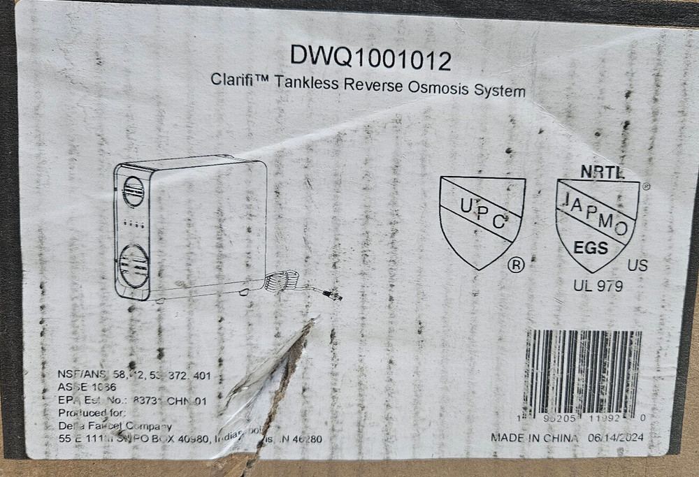 Delta DWQ1001012 Clarifi Under Sink 6-Stage Reverse Osmosis Filter System *