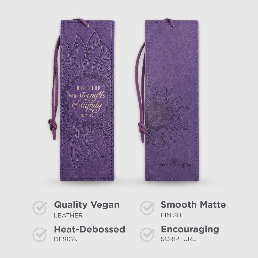 Vegan Leather Scripture Bookmark for Women: Strength and Dignity - Proverbs 3...