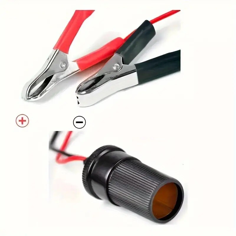 2xCar Battery Alligator Clamp Cable Clip Cigarette Lighter Adapter Socket 12V US