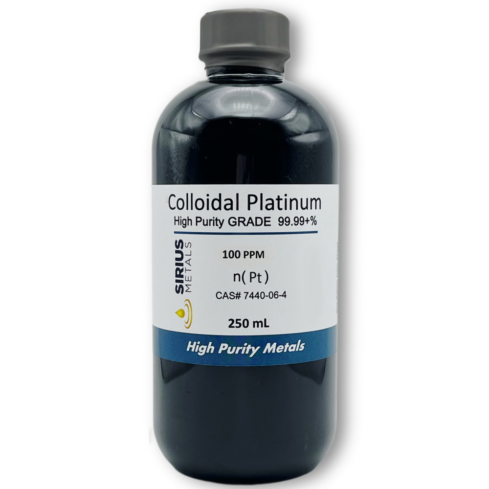 True Colloidal Platinum NanoParticles (PtNPs): 100 ppm - 250 mL in Plastic
