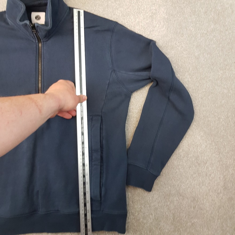 Pretty Green Mens 1/4 Zip Jumper Medium Navy Sweater Pullover Solid Casuals Mod