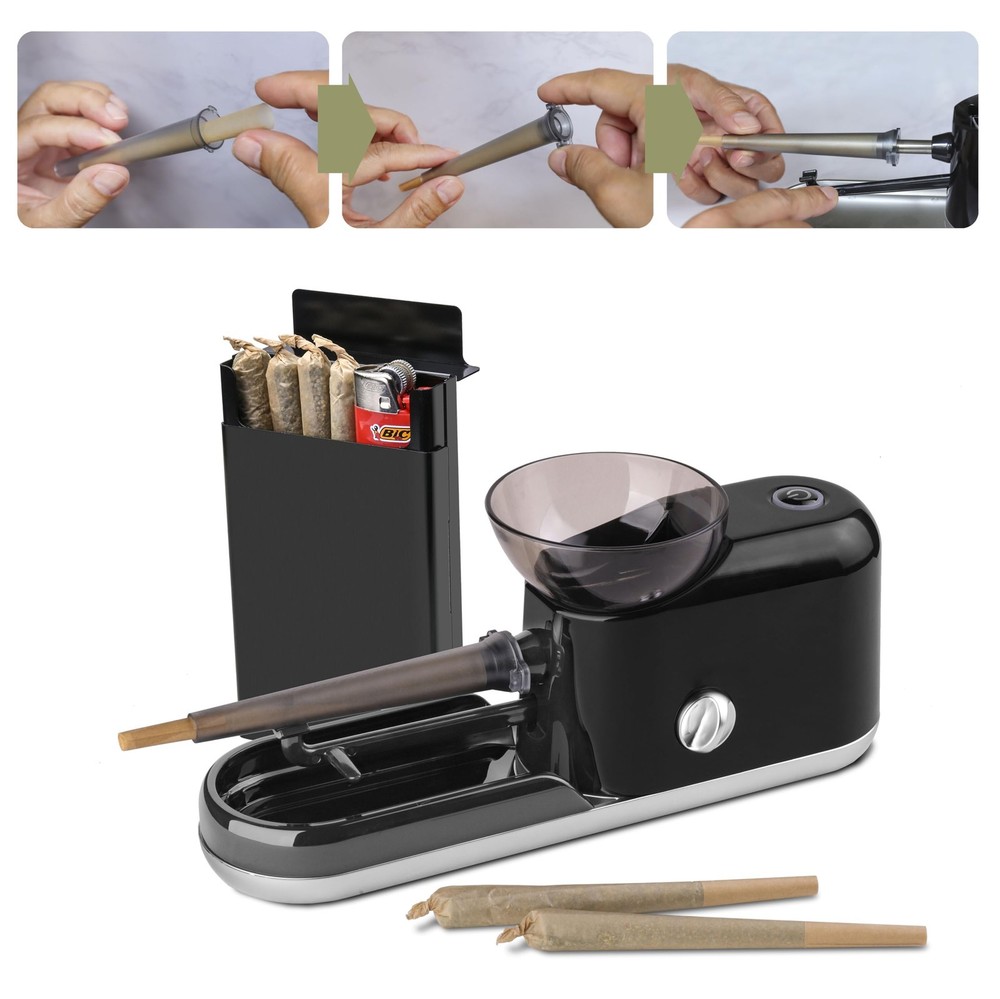 Electric Cones Rolling Machine with Manual Grinder,Automatic Cone Loader Mini...