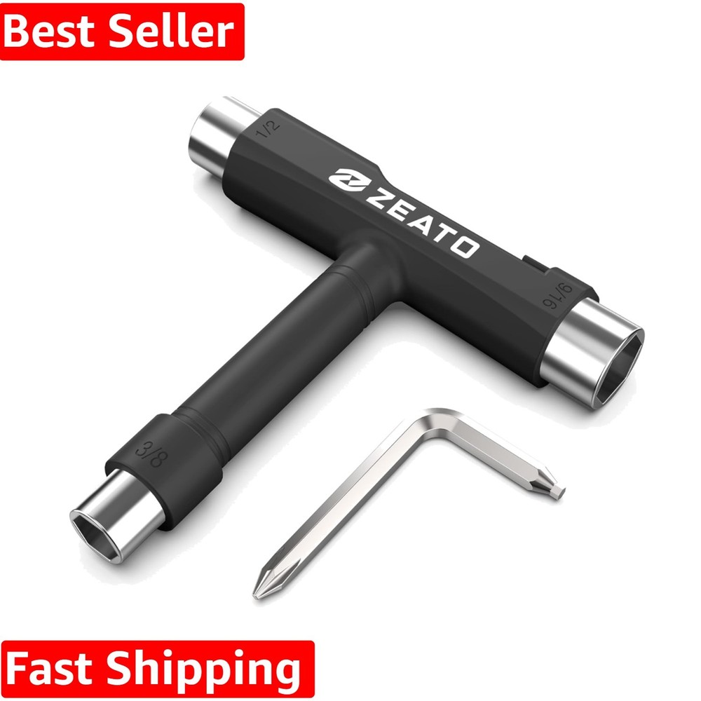 All-in-One Skate Tools Multi-Function Portable Skateboard T Tool Accessory wi...