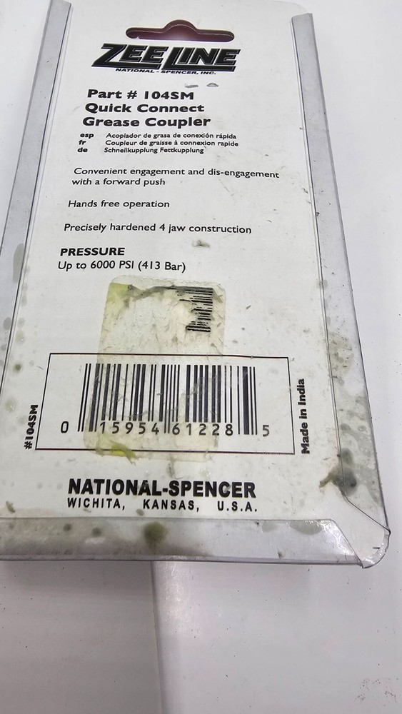 Zeeline Grease Coupler Quick Connect Part#104SM